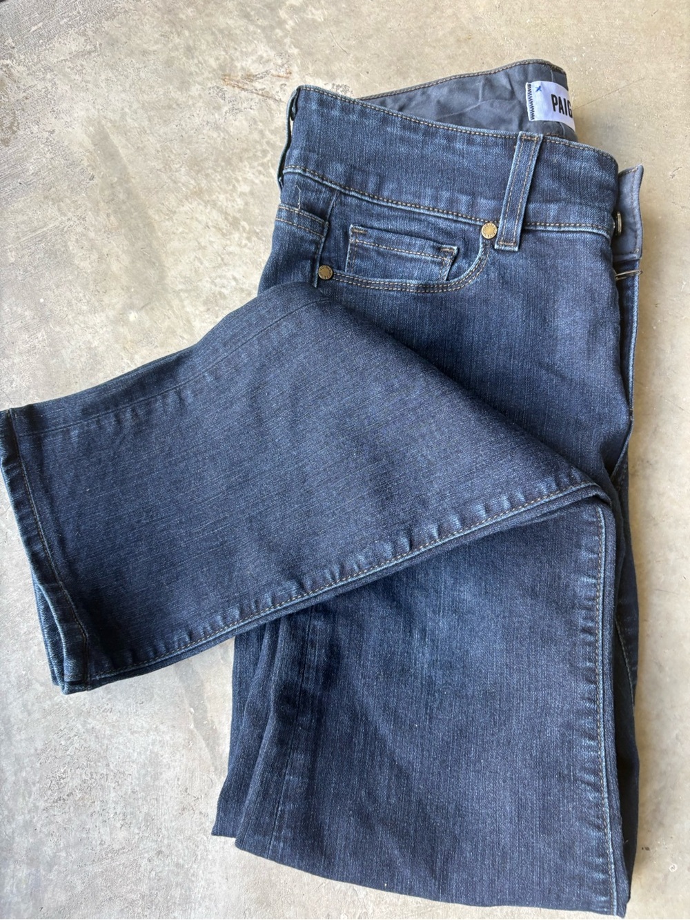 PAIGE Straight-Leg Dark Indigo Jeans. Size 28